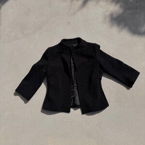 Cropped Black Synthetic Wool Boucle Blazer size 8